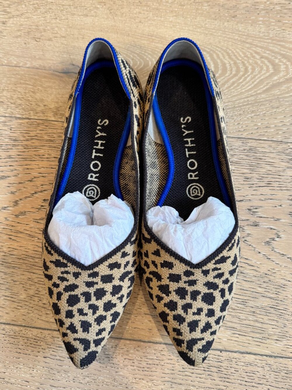Rothy’s The Point Big Cat Leopard Print Pointed Toe Flats (Fits like 7.5) - Picture 2 of 7